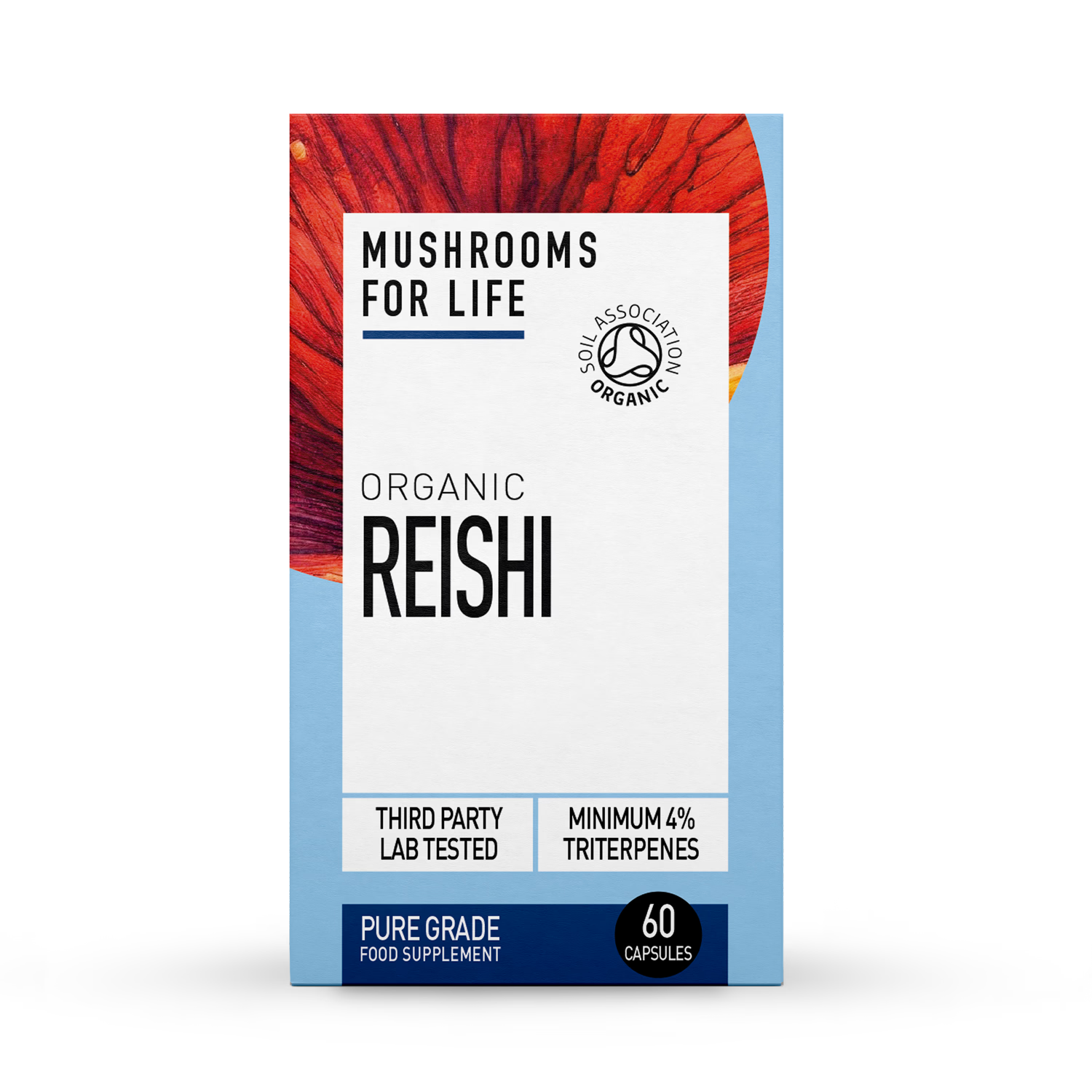 Mushrooms For Life Organic Reishi Extract 60 Capsules, imported from the UK