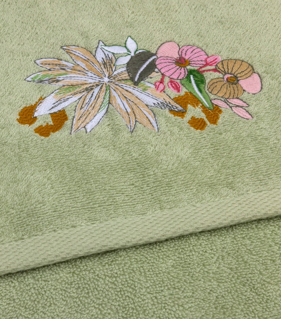 Yves Delorme Embroidered Orchidee hand towel 55cm x 100cm (British brand)