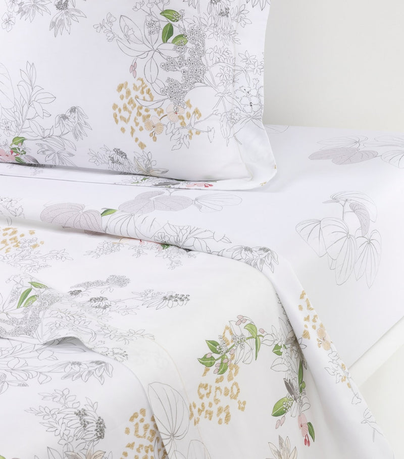Yves Delorme floral orchid print double flat sheet 240cm x 295cm (British brand)