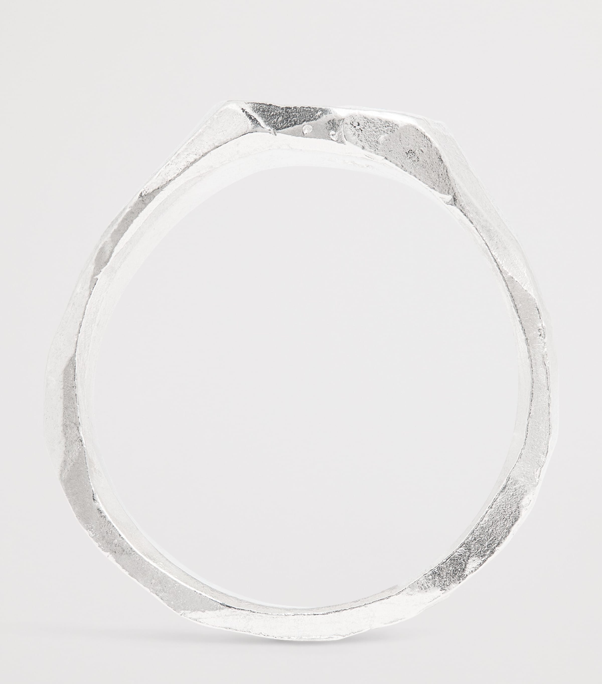 The Ouze sterling silver and emerald scatter signet ring (British brand)
