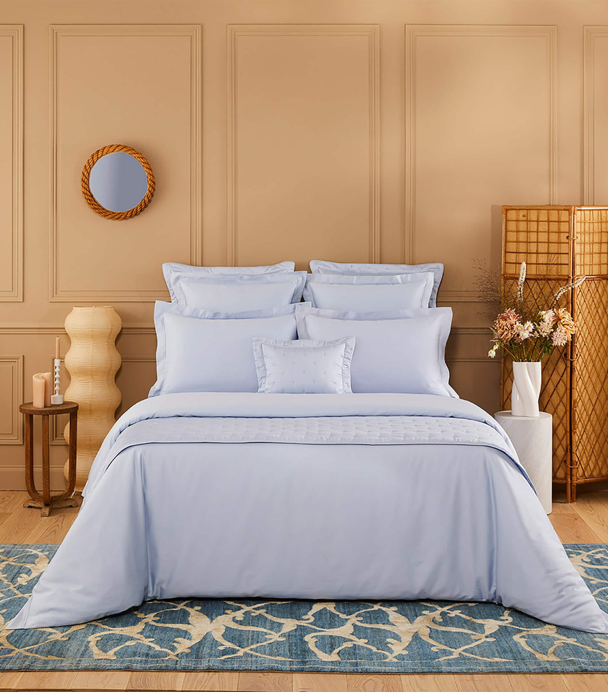 Yves Delorme Triomphe Celeste Super King flat sheet 270cm x 295cm (British brand)