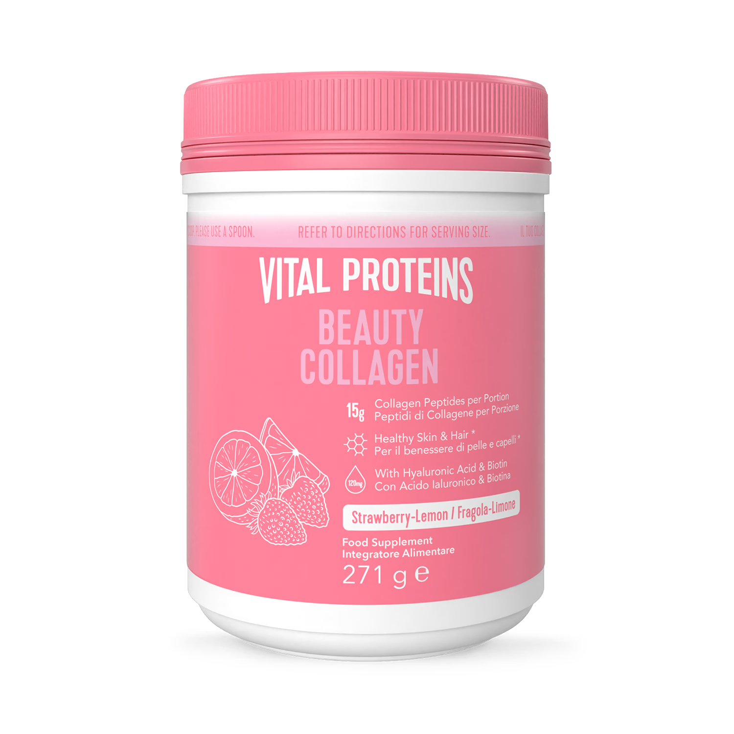 Vital Proteins Beauty Collagen Strawberry Lemon 271g, imported from the UK