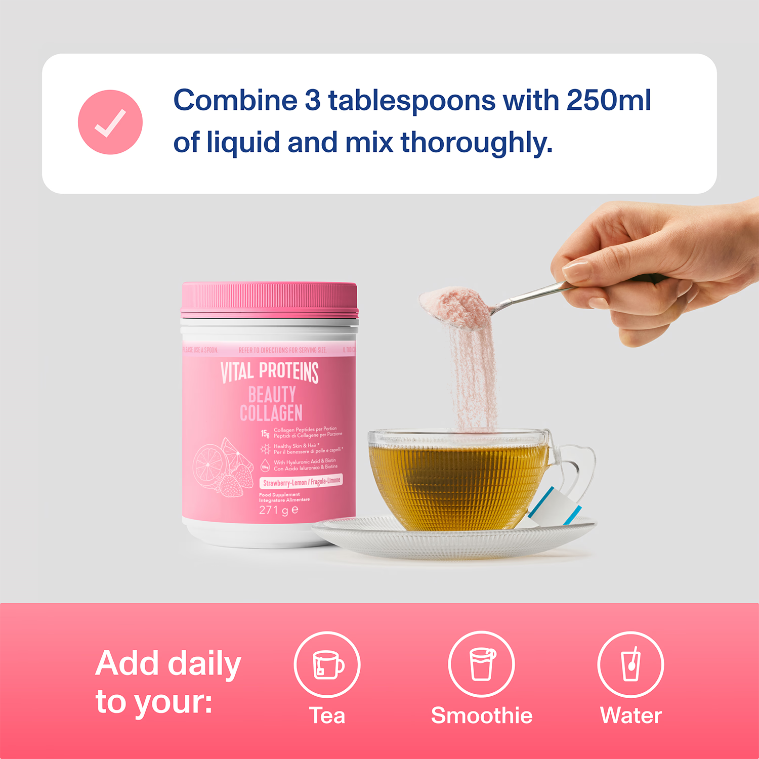 Vital Proteins Beauty Collagen Strawberry Lemon 271g, imported from the UK