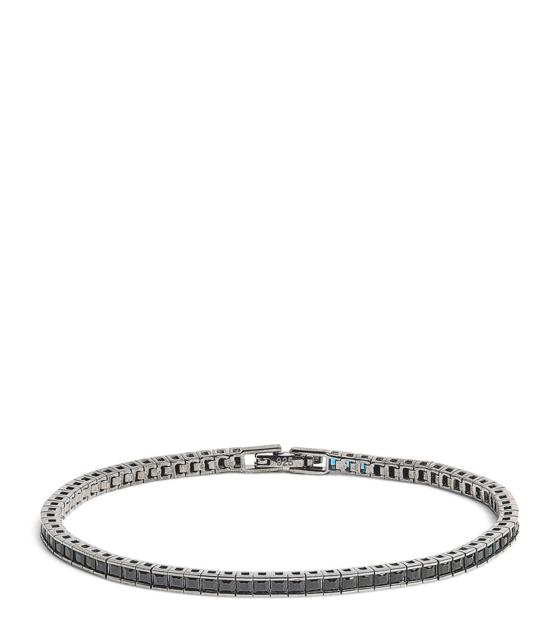 Tateossian sterling silver and nano stones Quadro tennis bracelet (British brand)