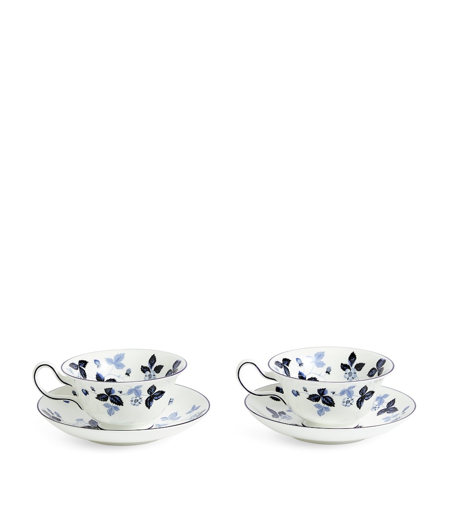 Wedgwood Wild Strawberry Inky Blue teacup and saucer set of 2 (British brand)