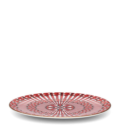 White Porcelain Bread Plate with Red and Gold Decor 16cm