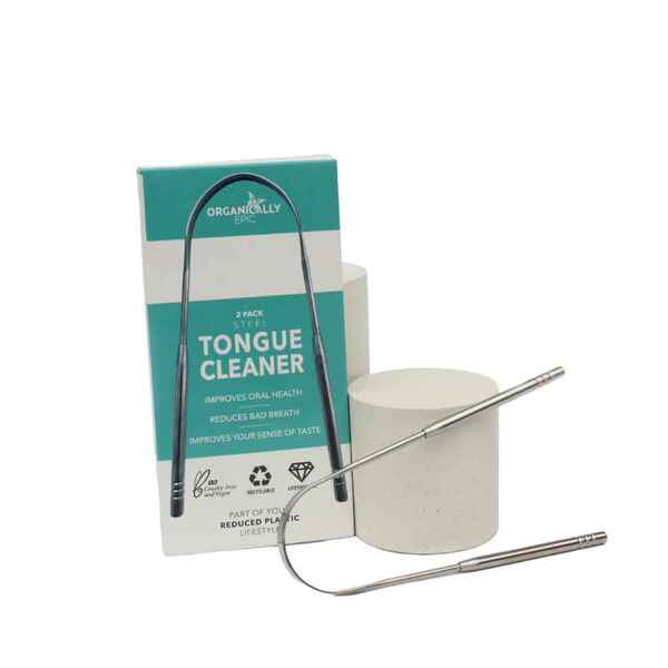 Organically Epic Stainless Steel Tongue Cleaner x1 (British brand)