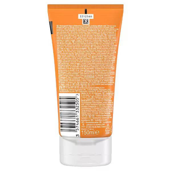 Neutrogena Clear Defend Facial Scrub 150ml, imported from the UK