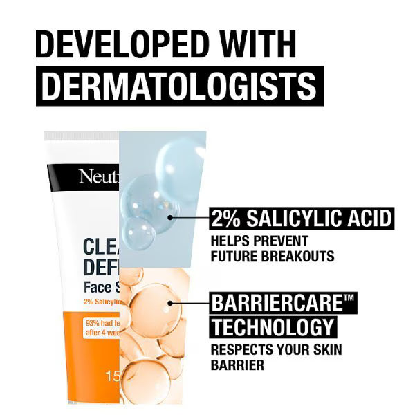 Neutrogena Clear Defend Facial Scrub 150ml, imported from the UK