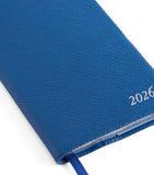 Smythson Panama leather weekly diary 2026 with approx. H14cm x W9cm size (British brand)