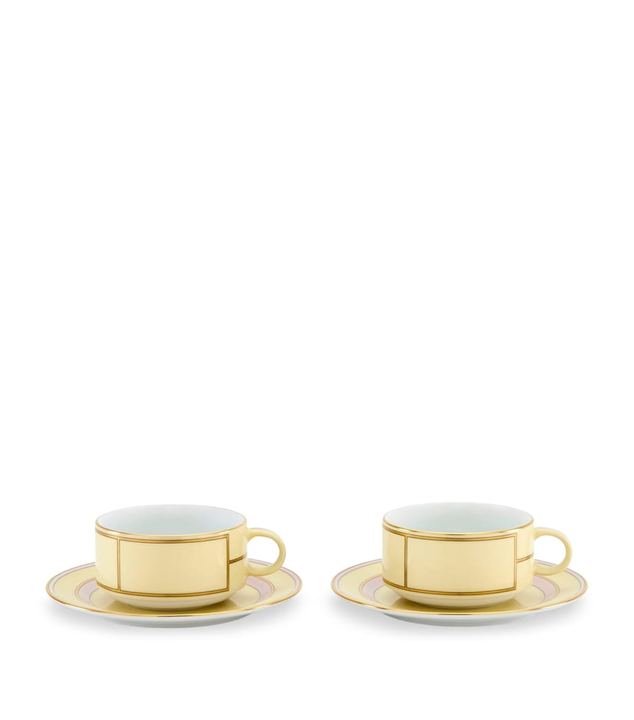 GINORI 1735 Porcelain Teacup and Saucer Set of 2, UK version