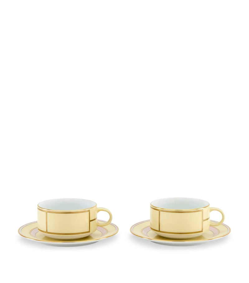 GINORI 1735 Porcelain Teacup and Saucer Set of 2, UK version