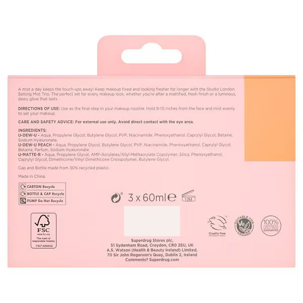 Studio London setting mist trio gift set (British brand)