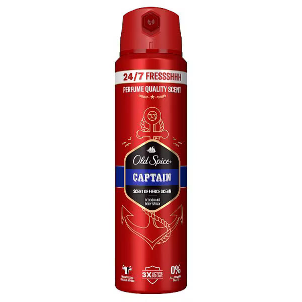 Old Spice Deodorant Spray Captain 150ml, imported from the UK