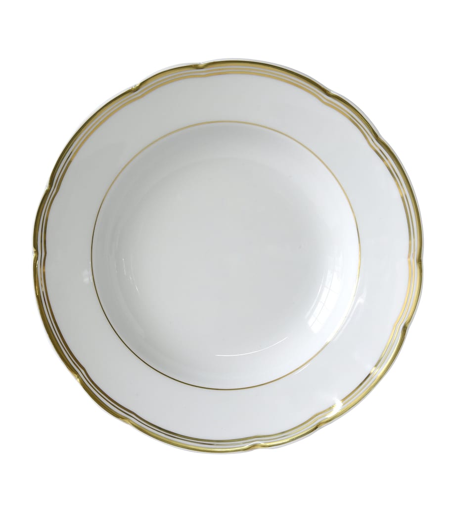 Bernardaud porcelain soup bowl with gold-tone rims, 22.5cm diameter - British product