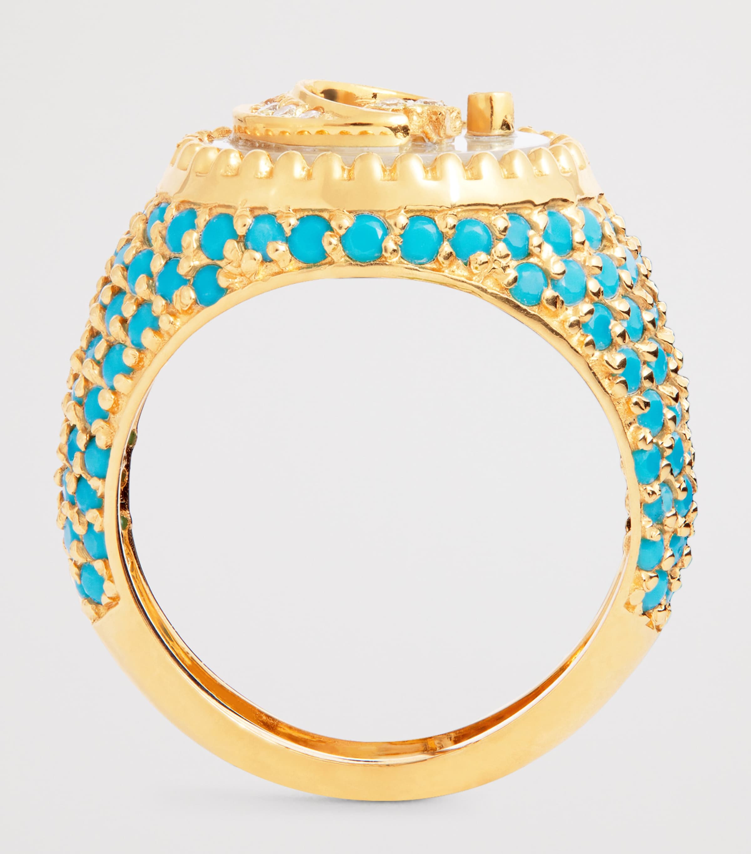 L'Atelier Nawbar Yellow Gold Diamond Turquoise Moonlight Ring, UK version