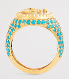 L'Atelier Nawbar Yellow Gold Diamond Turquoise Moonlight Ring, UK version