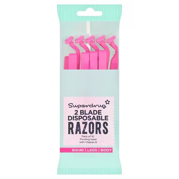 Superdrug twin blade disposable razor 10 pack (British brand)