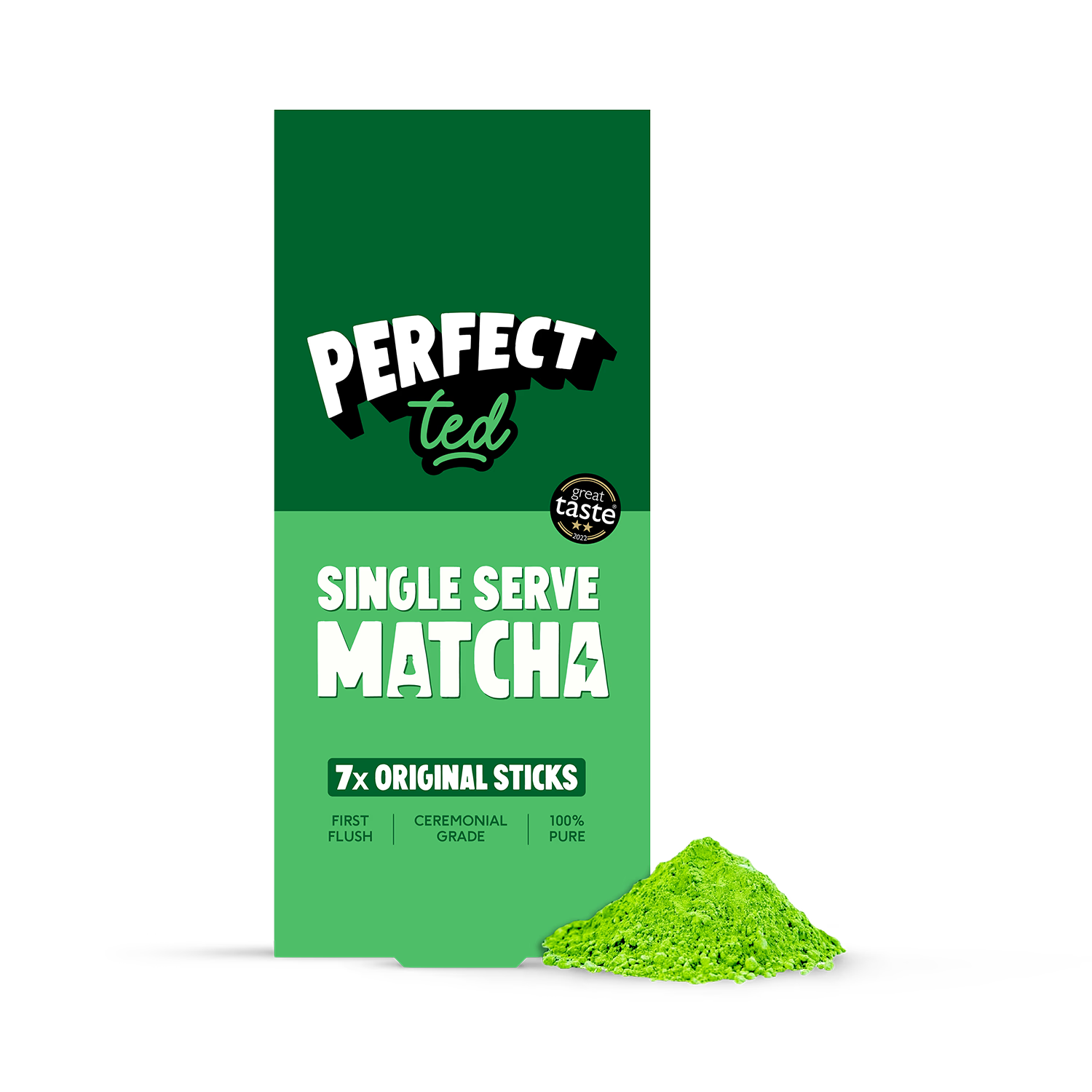 PerfectTed Organic Matcha Sticks 7 Pack, imported from the UK