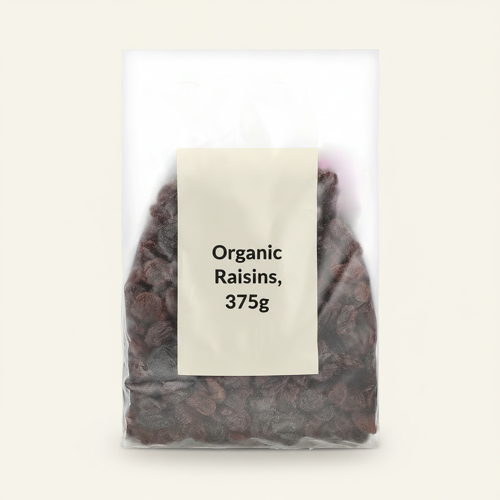 Holland & Barrett organic raisins 375g, UK version