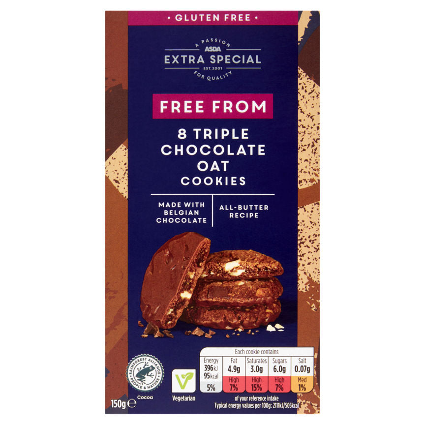 ASDA Extra Special Free From 8 Belgian Triple Chocolate Cookies - McGrocer