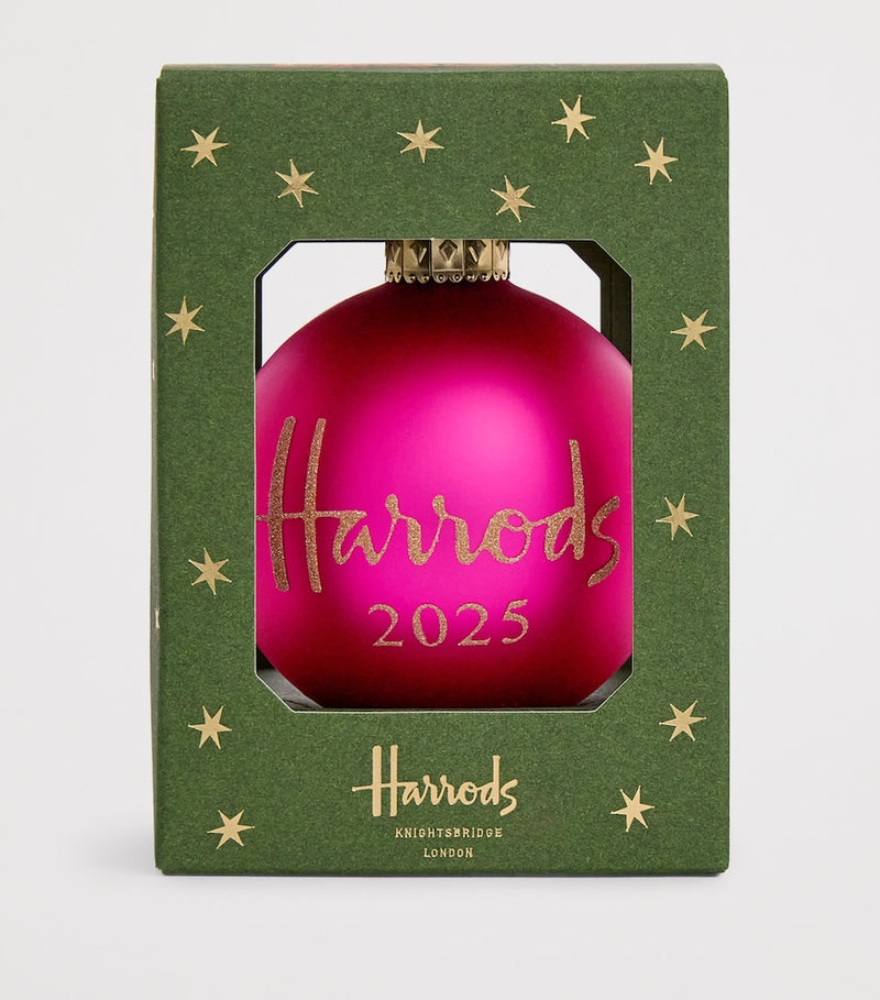 2025 Glass Festive Bauble with Velvet Hanging Loop