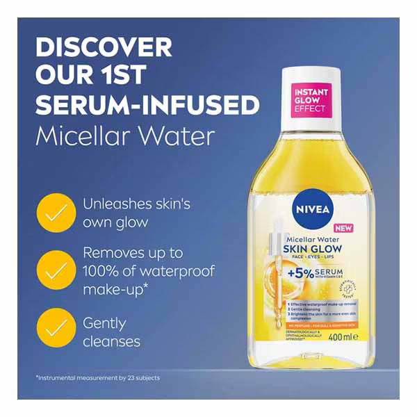 NIVEA Brightening Micellar Water with 5% Serum 400ml, imported from the UK