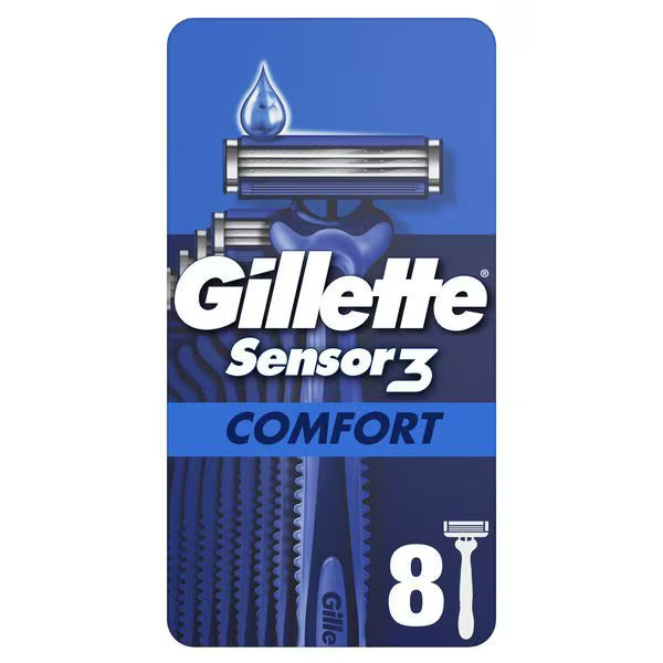 Gillette Sensor 3 Comfort Men's Disposable Razors 8 Pack, UK version