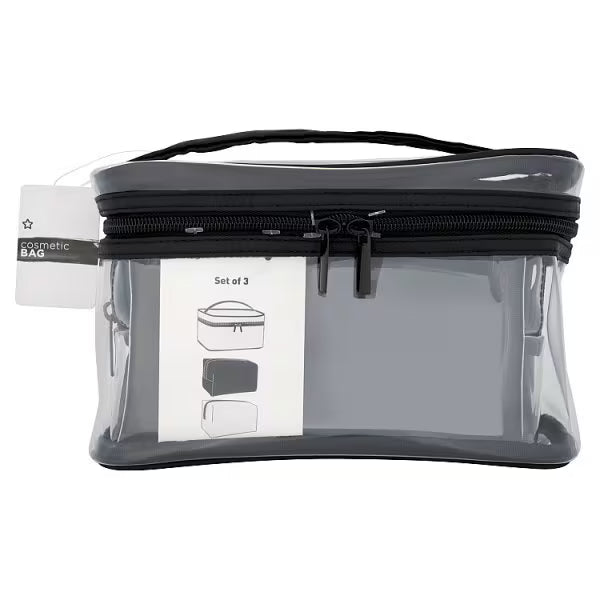 Superdrug Clear Cosmetic Bag Set of 3 (British brand)