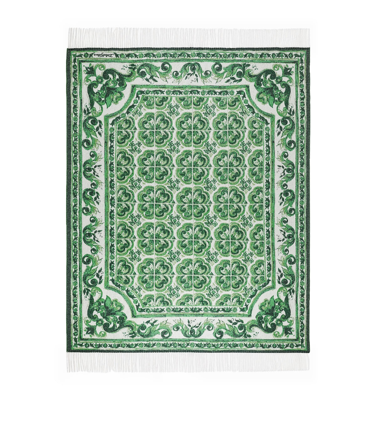 Dolce&Gabbana Casa Cashmere Verde Maiolica Fringe Throw (140cm x 180cm)