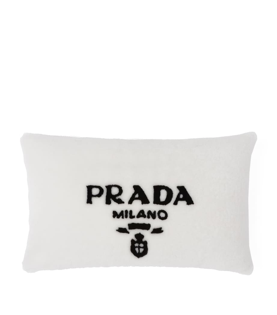 Prada Sheepskin Logo Pillow 50cm x 30cm, imported from the UK