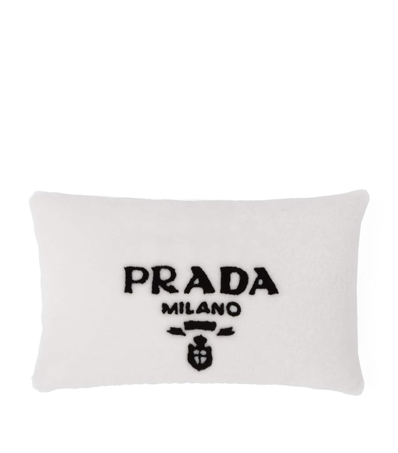 Prada Sheepskin Logo Pillow 50cm x 30cm, imported from the UK