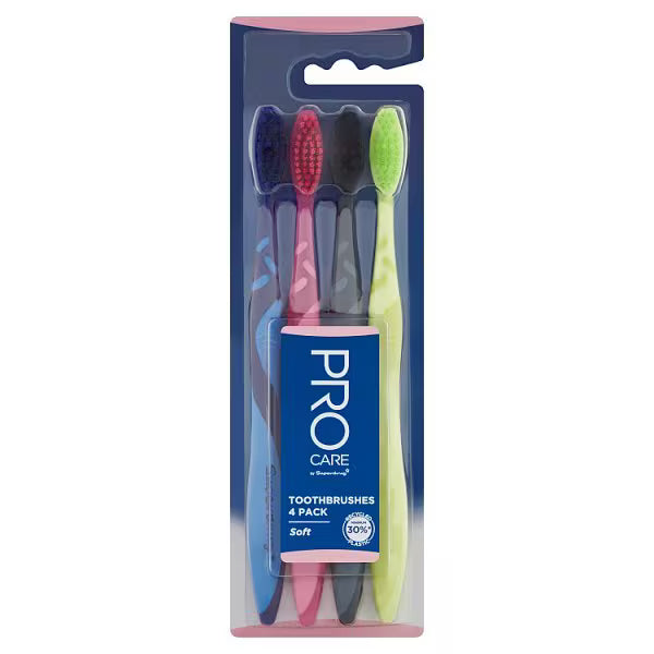 Pro Care toothbrush soft 4pk imported from the UK