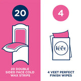 Veet face hair removal wax strips 40 pack (British brand)