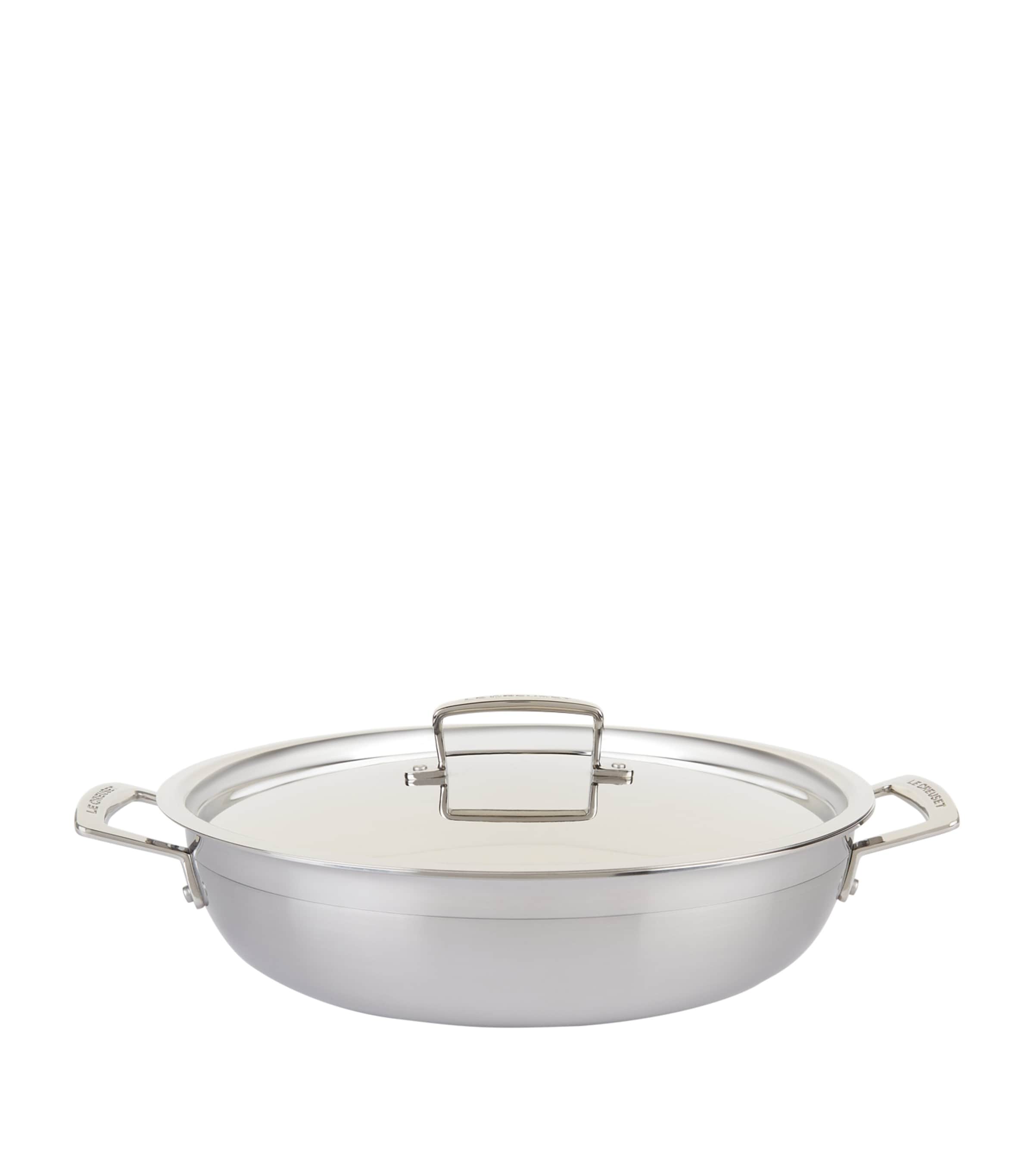 Le Creuset 3-ply stainless steel shallow casserole dish 30cm, UK version