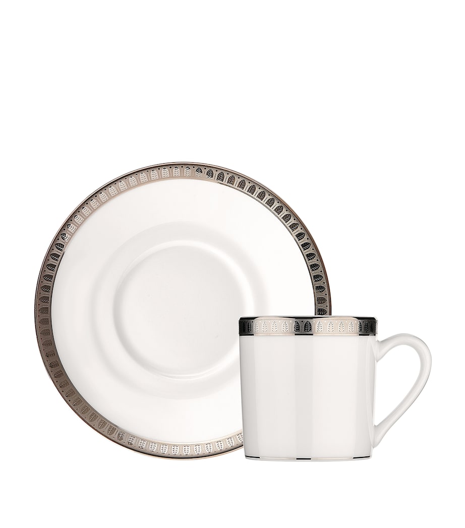 Christofle Malmaison Platinum porcelain tea cup and saucer, 100ml - British product