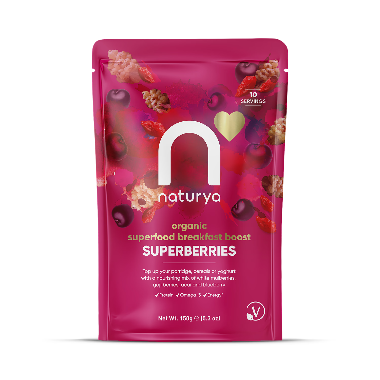 Naturya Organic Superberries Breakfast Boost 150g, imported from the UK