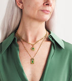 Azlee Yellow Gold, Diamond and Emerald Duet Necklace