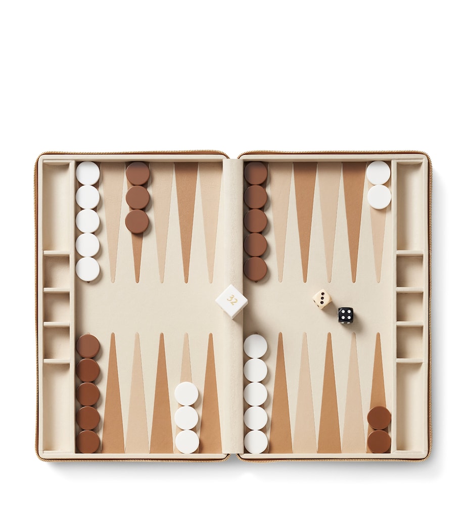Aerin Leather Enzo Travel Backgammon Set - British product