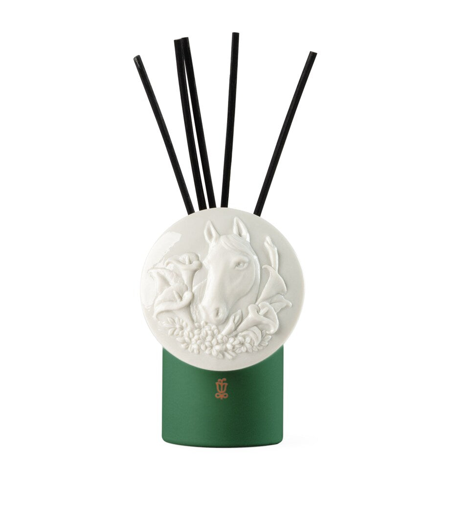 Glass and Porcelain Reed Diffuser with Bergamot, Tuberose, Sandalwood, Musk Fragrance, 100ml with 5 Sticks