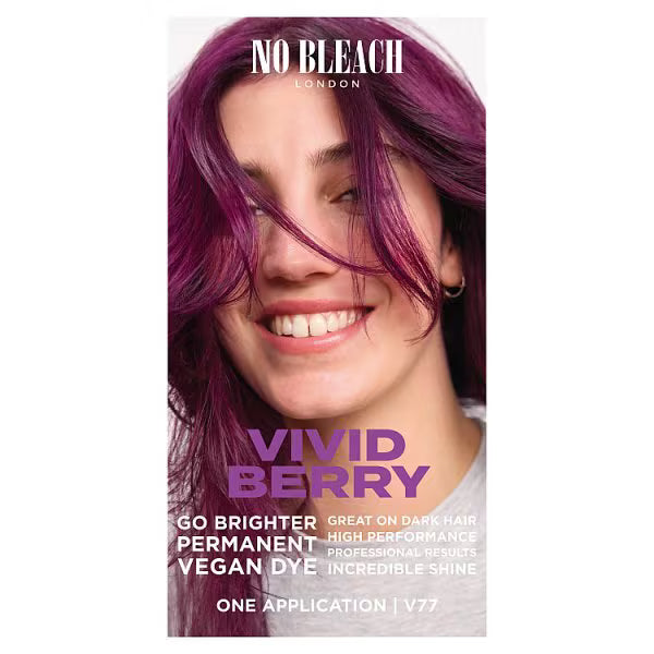 No Bleach London Vivid Berry Permanent Hair Colour Kit - British product
