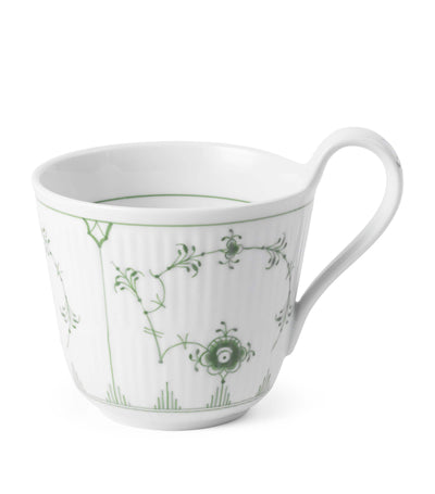Royal Copenhagen Green Fluted Plain High-Handle Porcelain Cup