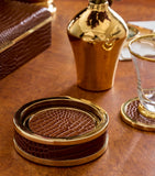 Aerin Set of 4 Leather Classic Coasters