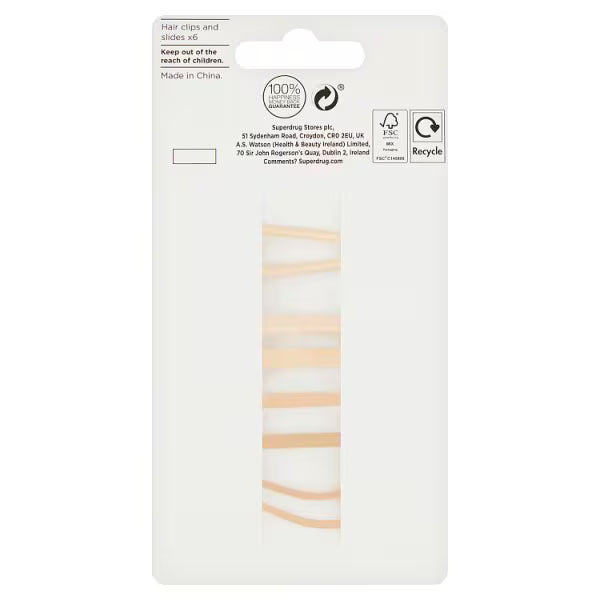 Superdrug Studio Hair Clips and Slides x 6 (British brand)
