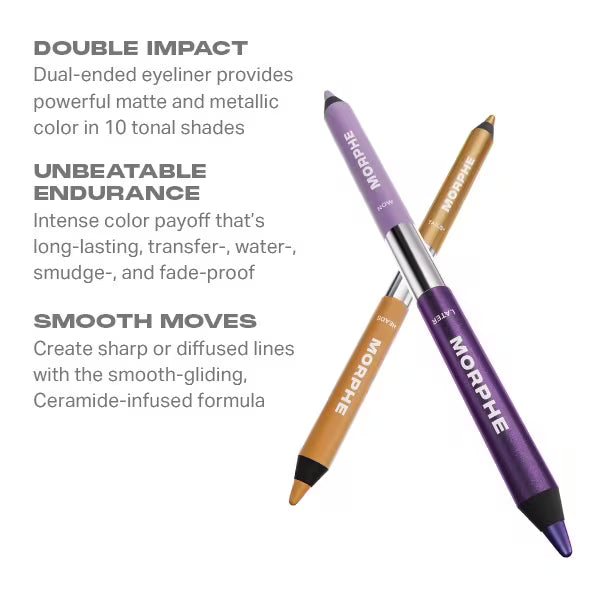 Morphe Bi-Liner dual ended gel pencil Heads Or Tails eyeliner, imported from the UK