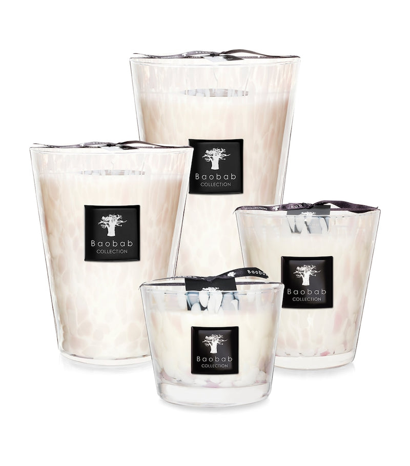 Baobab Collection White Pearls candle 16cm - British product