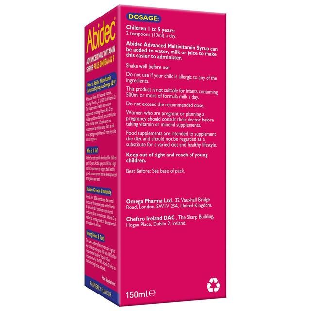 Abidec Advanced Raspberry Multivitamin Syrup   150ml - McGrocer