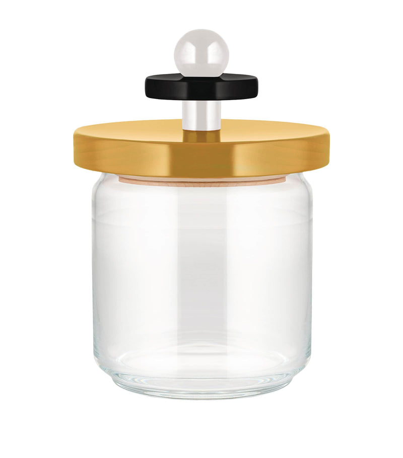 Alessi storage jar glass and beech wood - British product