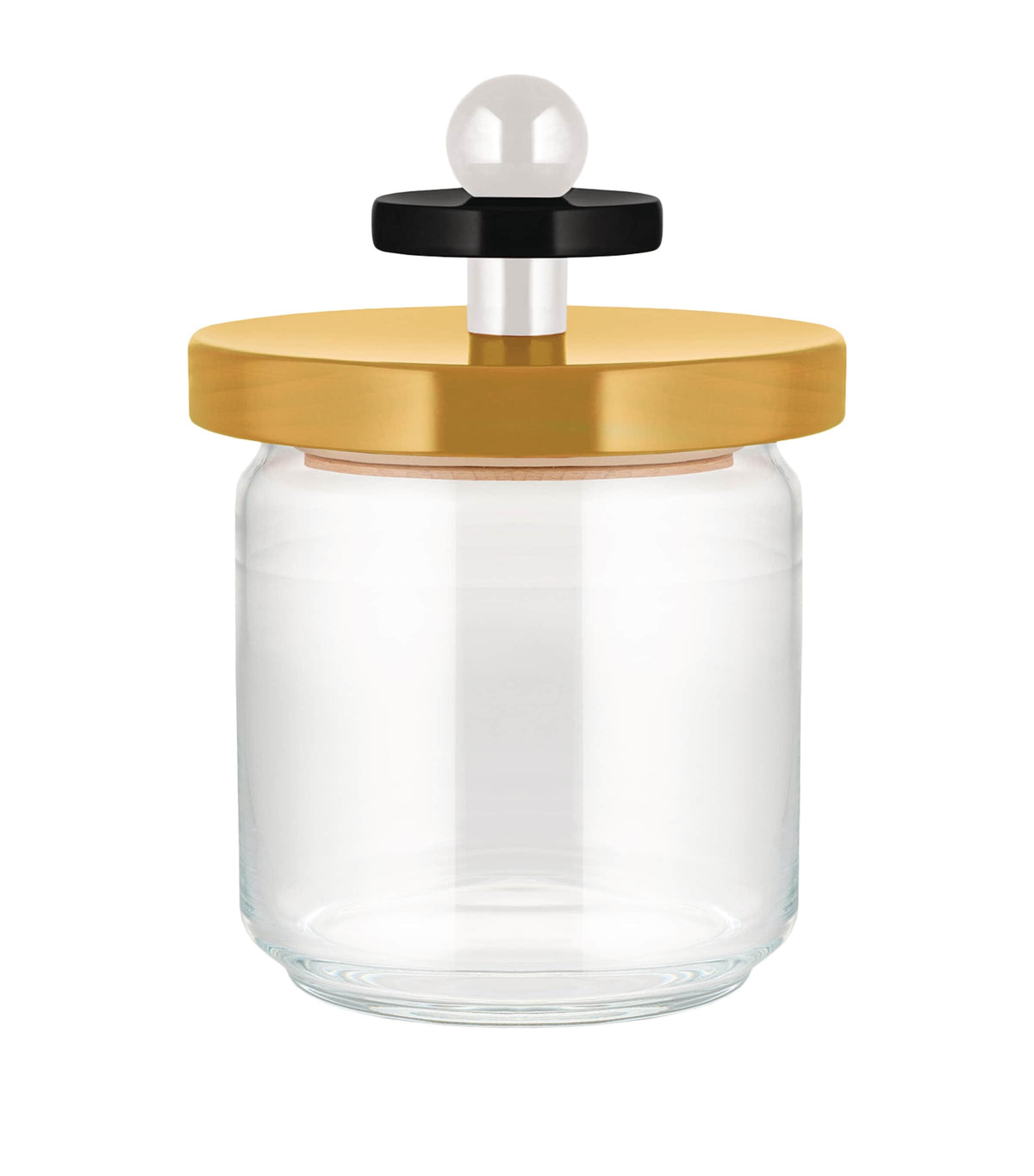 Alessi storage jar glass and beech wood - British product