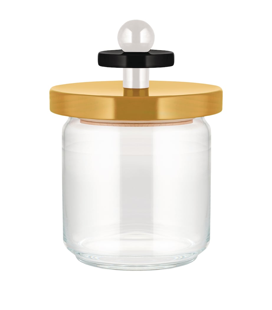 Alessi storage jar glass and beech wood - British product